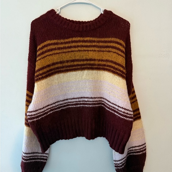 Forever 21 Burgundy and Mustard Striped Sweater - Picture 1 of 5